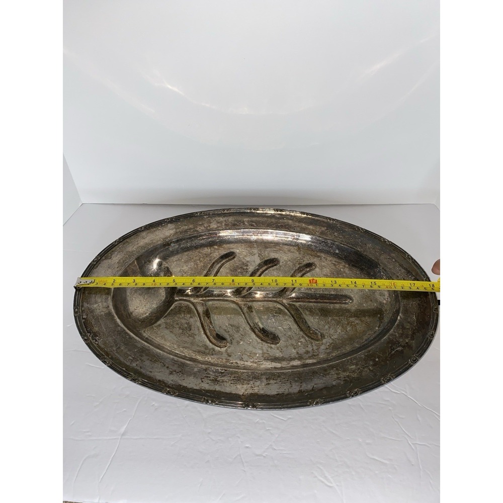 Vintage Silver Plates Leaf Shaped Tray Platter Hallmark UJEP H206 - 18"X12.5"‎ - Picture 2 of 8